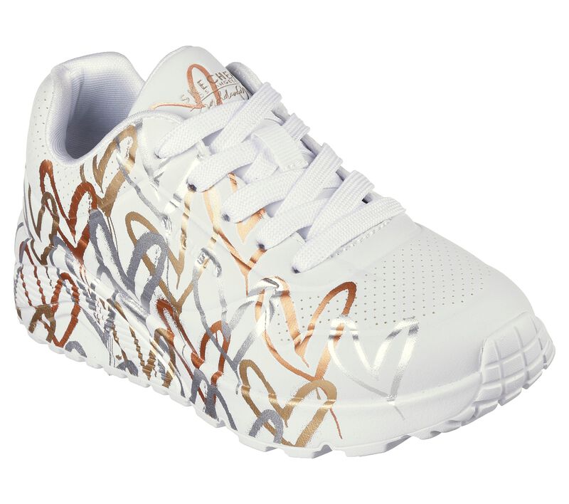 Skechers x JGoldcrown: Uno Lite - Metallic Love, FEHÉR / ARANY, largeimage number 0