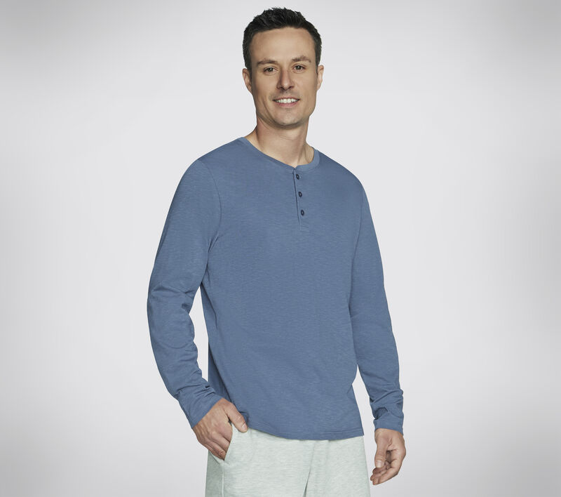 SKECH-BREEZE Slub L/S Henley, KÉK / SZÜRKE, largeimage number 0