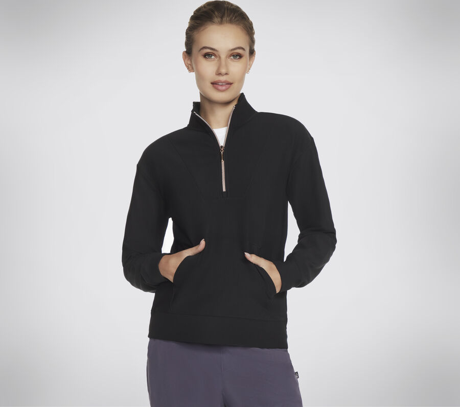 GO LUXE Rib 1/4 Zip, FEKETE, largeimage number 0